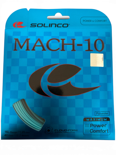 Paket mit Solinco Mach-10 Tennissäulen in Blau und Schwarz.