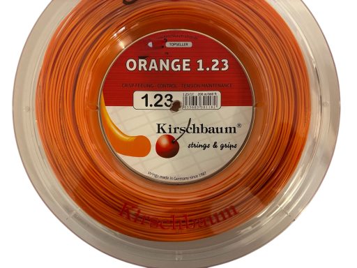 Orange Schnur mit einer Dicke von 1,23 mm, in einer runden Rolle verpackt.